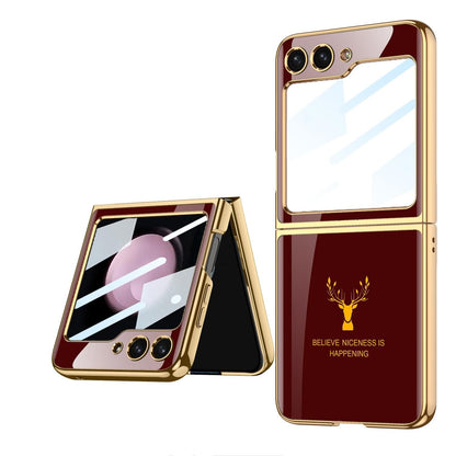 Samsung Galaxy Z Flip 5 Deer Pattern With Front Glass Case
