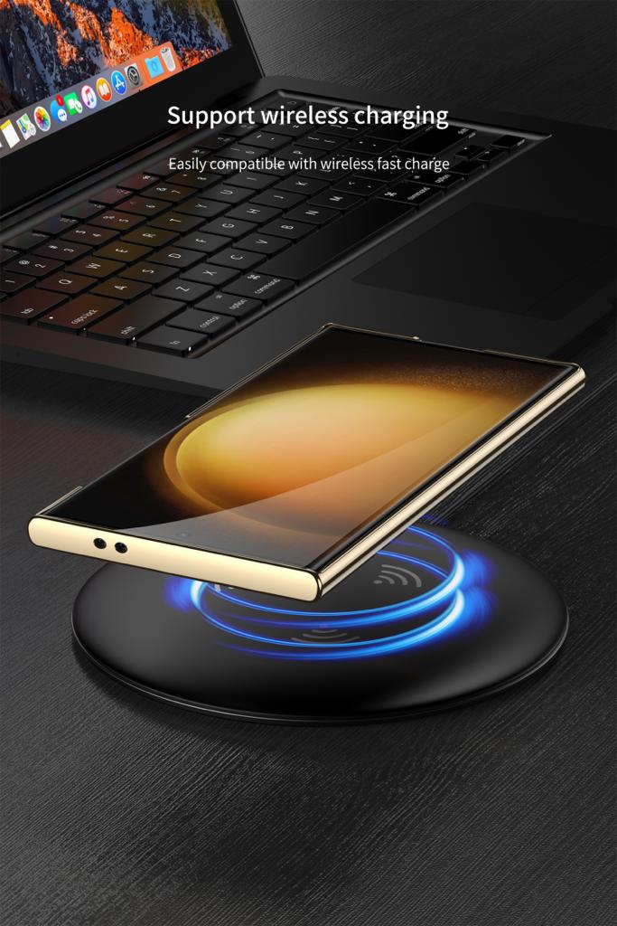 Triumph Electroplating Leather Golden Stand Case For Galaxy S23 Ultra