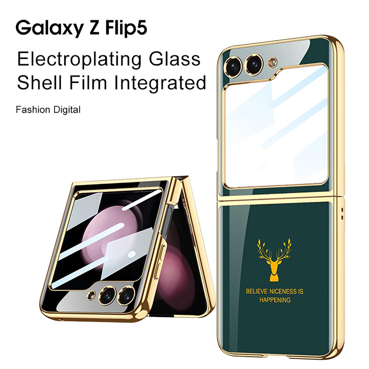 Samsung Galaxy Z Flip 5 Deer Pattern With Front Glass Case