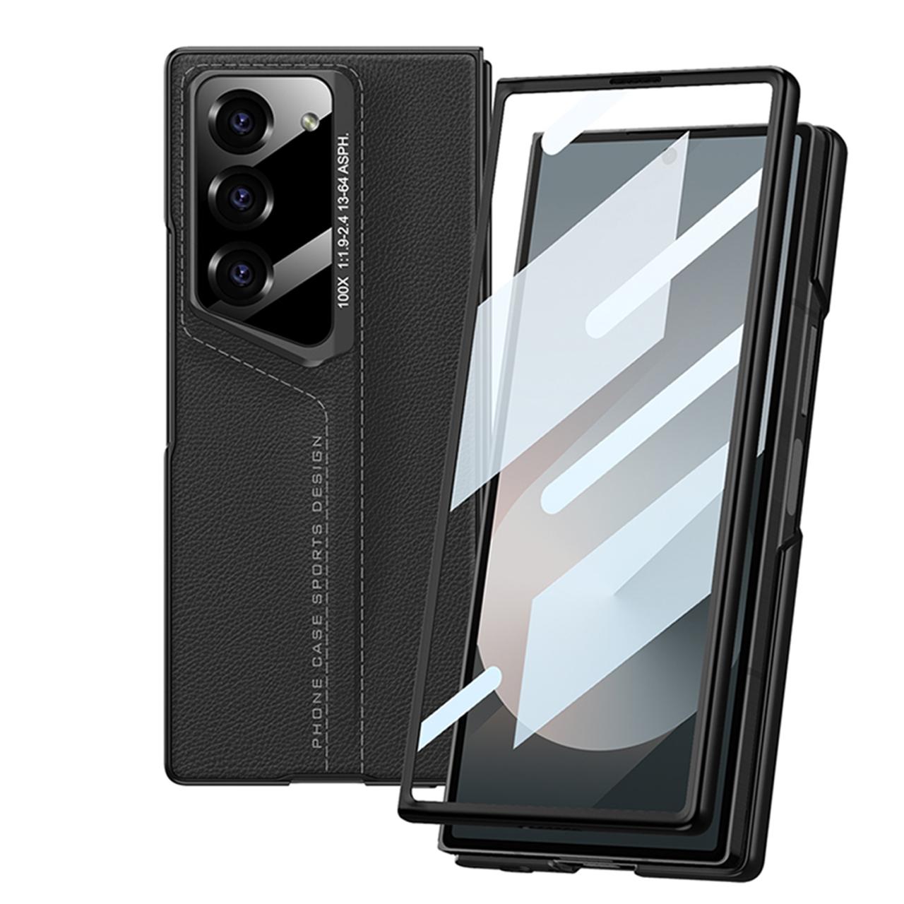 Full Protection Leather Case & Screen Glass For Galaxy Z Fold 6
