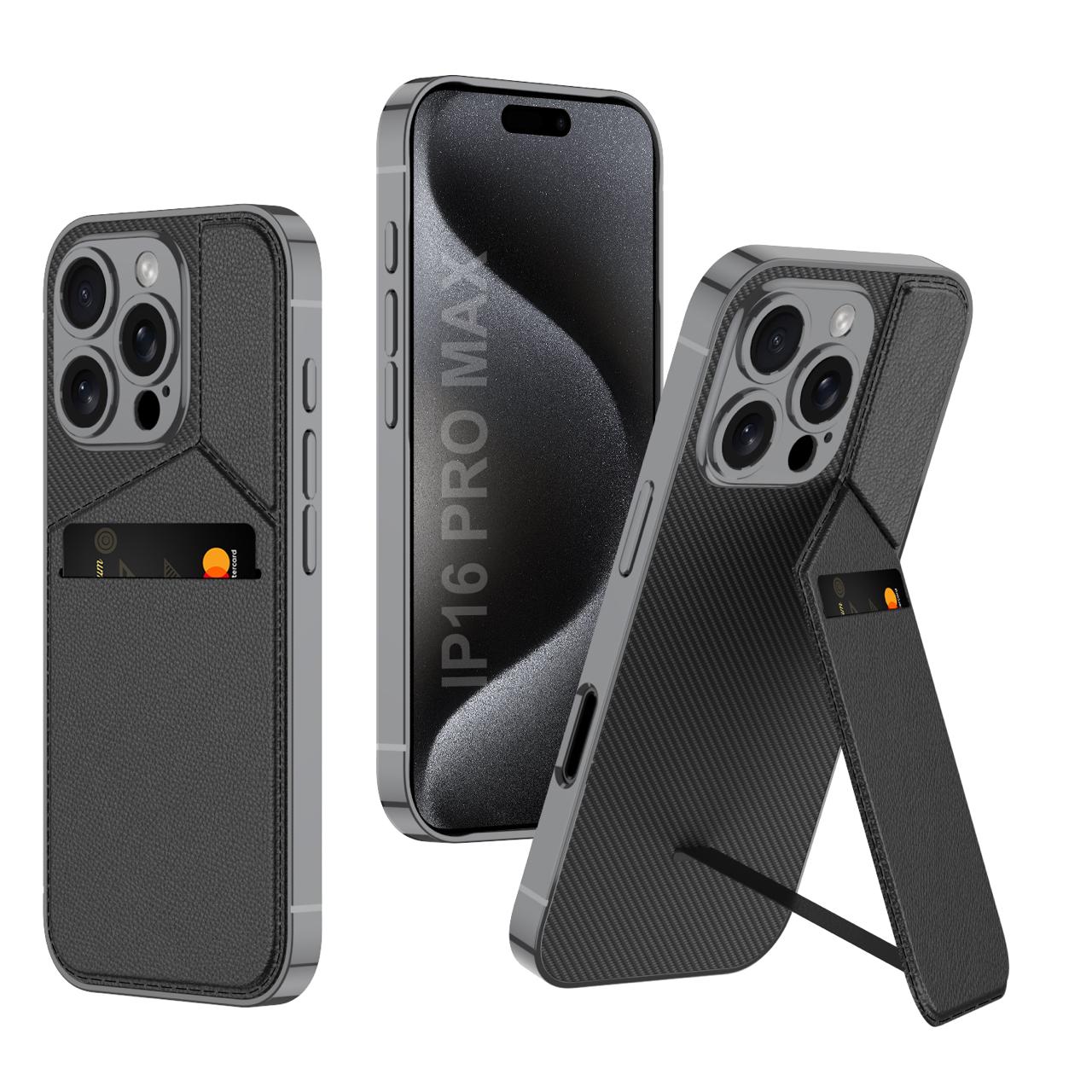 Ultra Thin Leather Card Holder and Magnetic Bracket With Kickstand Case- iPhone