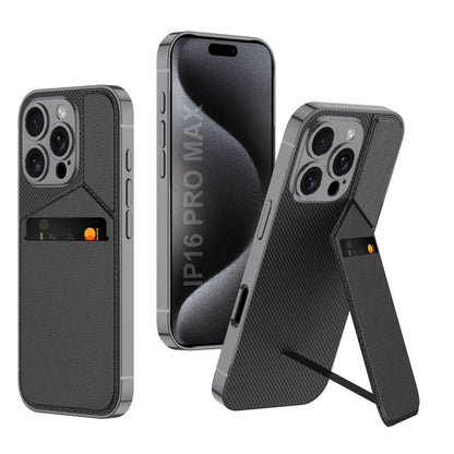 Ultra Thin Leather Card Holder and Magnetic Bracket With Kickstand Case- iPhone