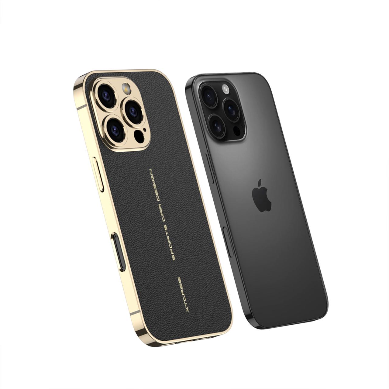 Luxury Leather Golden Camera Case - iPhone