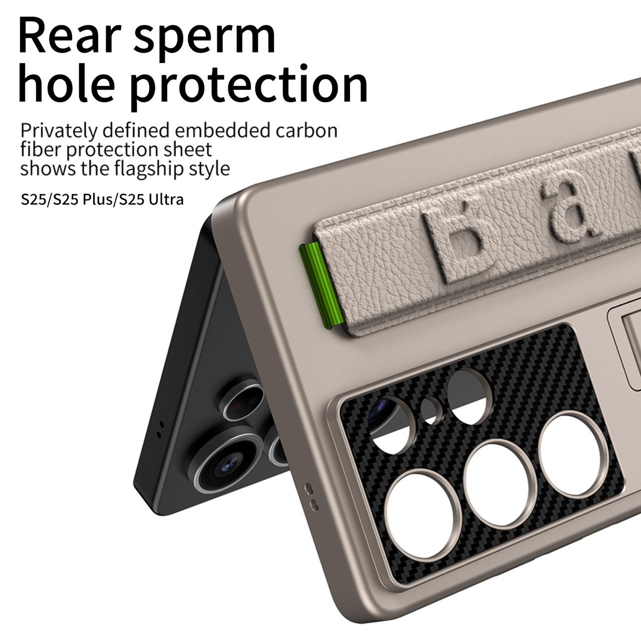 Elastic Wrist-Band Holder With Kick-Stand Case For Galaxy S25 Ultra