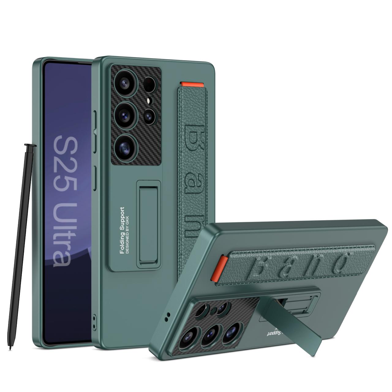 Elastic Wrist-Band Holder With Kick-Stand Case For Galaxy S25 Ultra