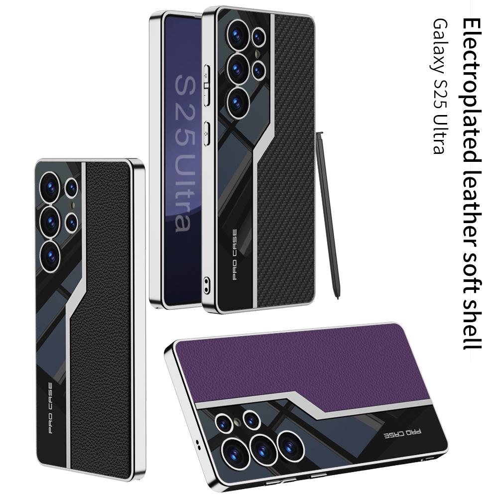 Electroplated Leather Classic Pro Case For Galaxy S25 Ultra