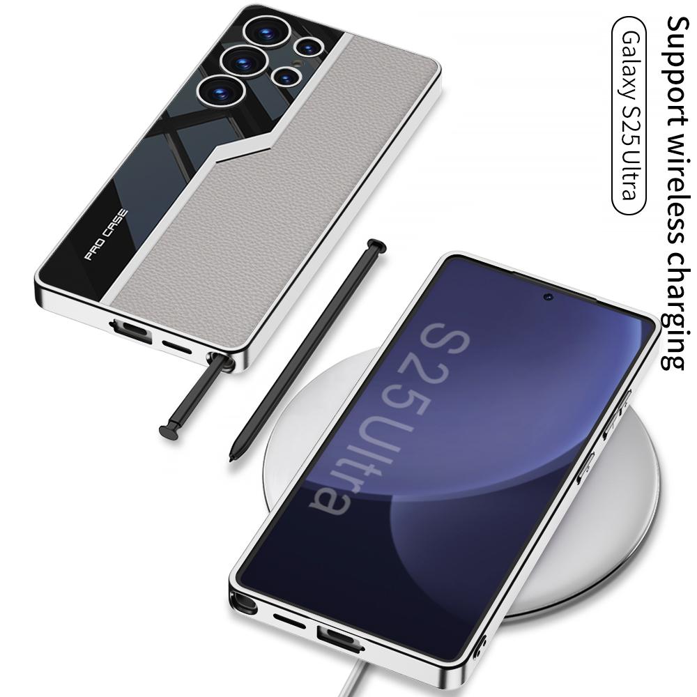 Electroplated Leather Classic Pro Case For Galaxy S25 Ultra