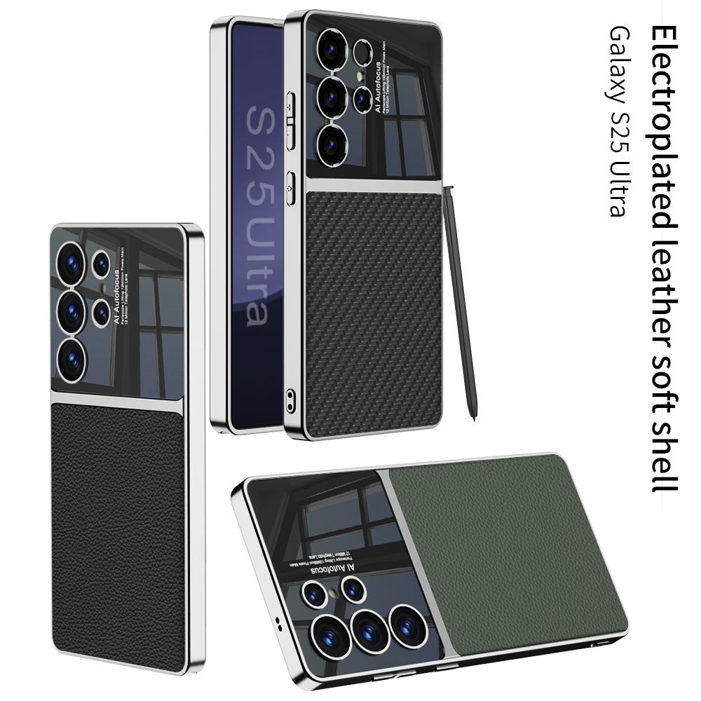 Electroplated Leather Duo Tone Frosted Case For Galaxy S25 Ultra