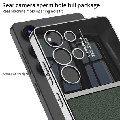 Electroplated Leather Duo Tone Frosted Case For Galaxy S25 Ultra