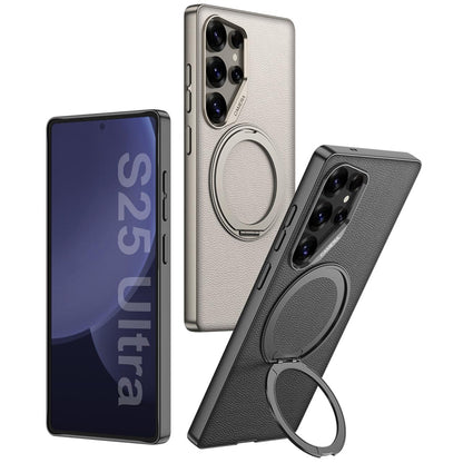 Galaxy S25 Ultra Matte Leather Grip MagSafe Kickstand Case