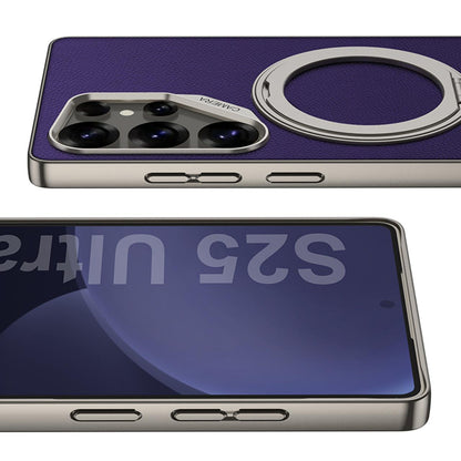 Galaxy S25 Ultra Matte Leather Grip MagSafe Kickstand Case