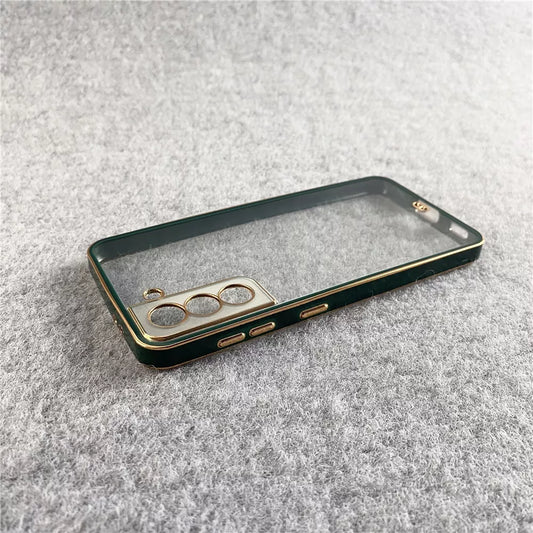Premium Chrome Plating Square Soft Silicone Clear Transparent Back Cover Case For Samsung S21