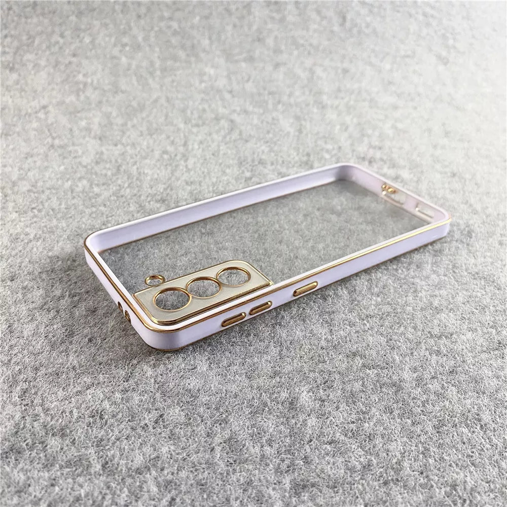 Premium Chrome Plating Square Soft Silicone Clear Transparent Back Cover Case For Samsung S21