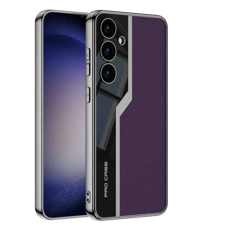 Classic Electroplated Plain Leather Case for Galaxy S25