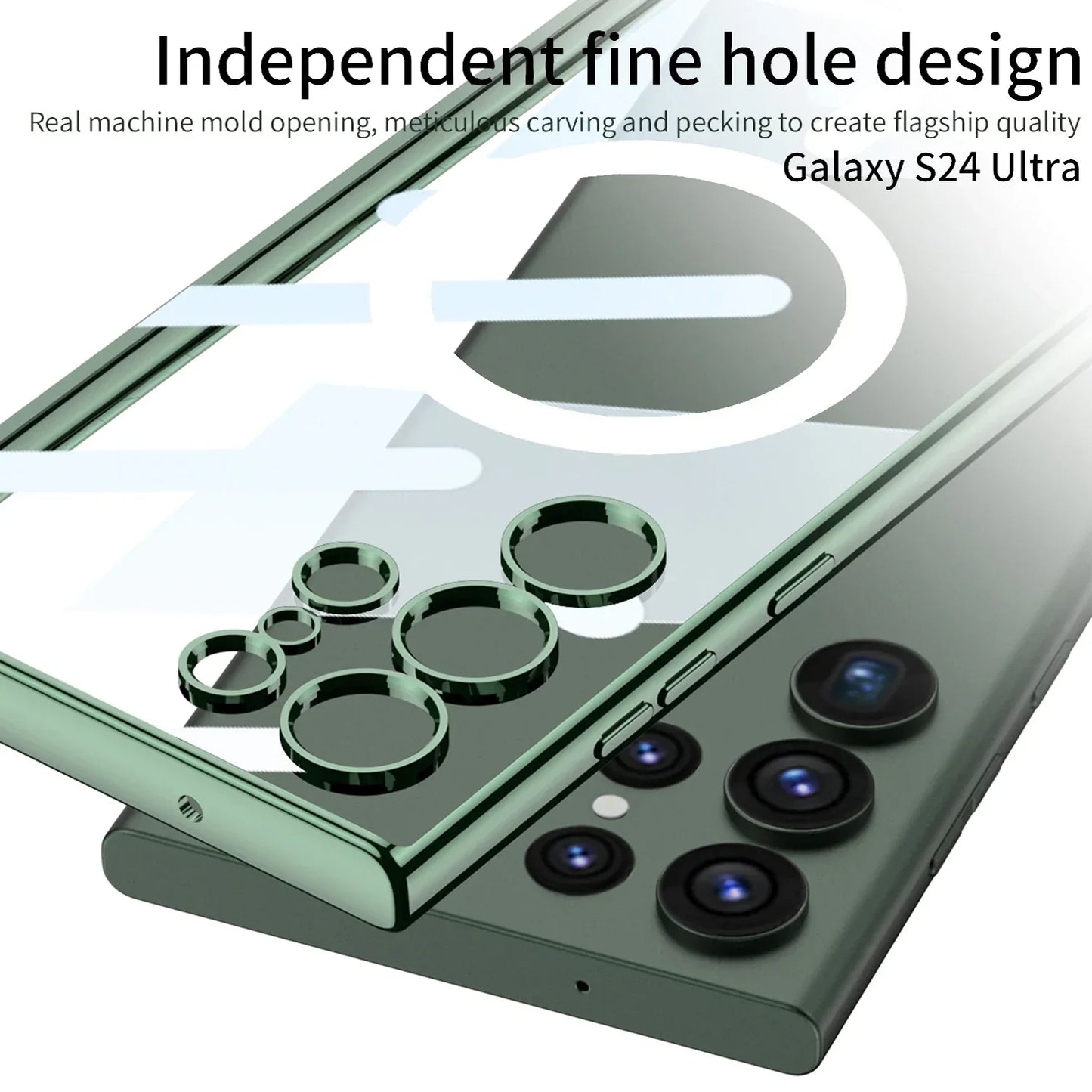 Transparent Magnetic Wireless Charging Case For Galaxy S24 Ultra