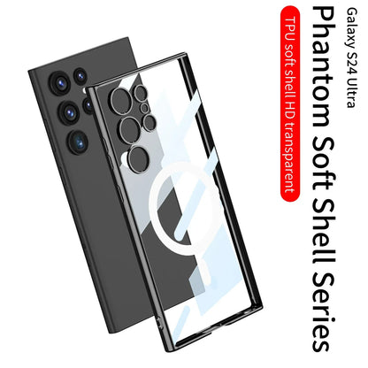 Transparent Magnetic Wireless Charging Case For Galaxy S24 Ultra