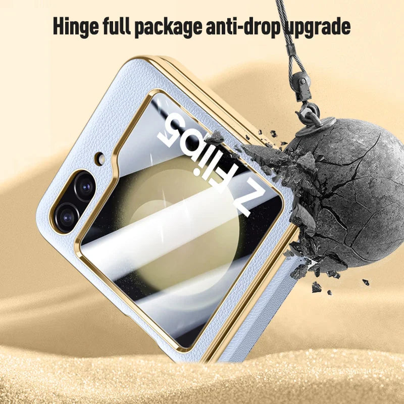 Leather Case With Hinge  Protection For Samsung Galaxy Z Flip 5