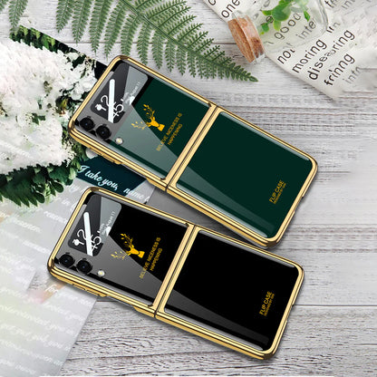 Galaxy Z Flip3 Luxurious Deer Pattern Inspirational Glass Case