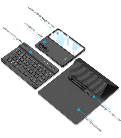 Wireless Keyboard Leather Magnetic Flip Case For Z Fold Series