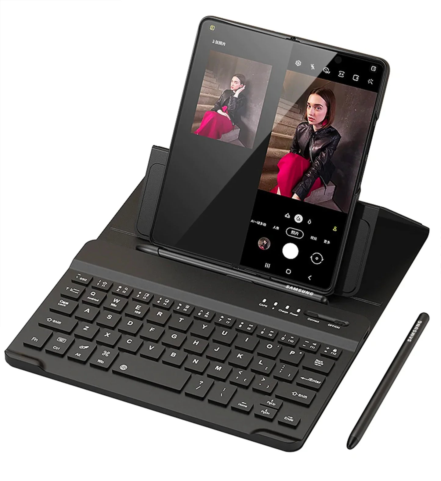 Wireless Keyboard Leather Magnetic Flip Case For Z Fold Series
