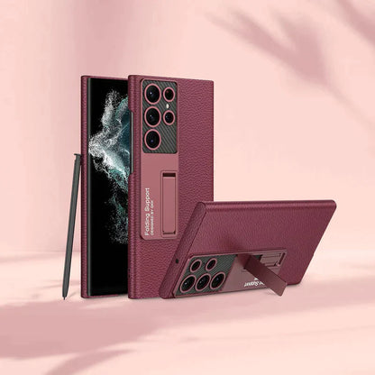 Galaxy S23 ULTRA Protective Standing Leather Cover With S Pen Slot