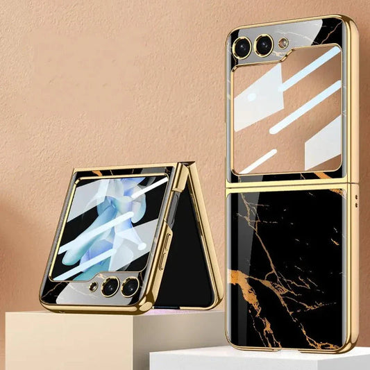 Marble Glass Case For Galaxy Z Flip5