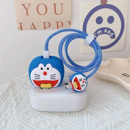 Cute 3D Cartoon Character Stitch Cable Protector  (Blue)