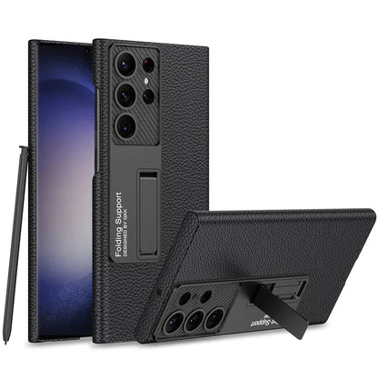 Galaxy S24 Ultra Protective Standing Leather Cover With S Pen Slot