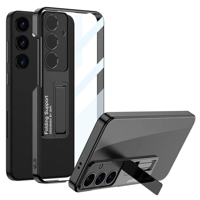 Crystal Clear Electroplated Kickstand Case for Galaxy S25