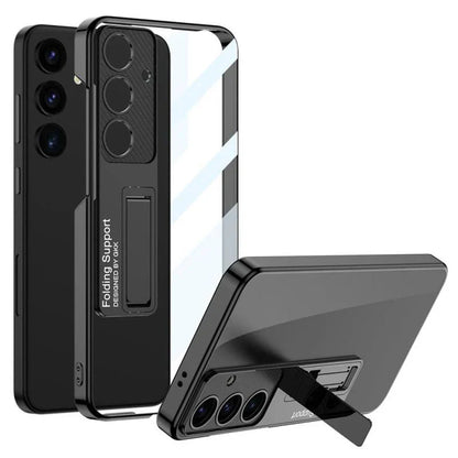 Crystal Clear Electroplated Kickstand Case for Galaxy S25