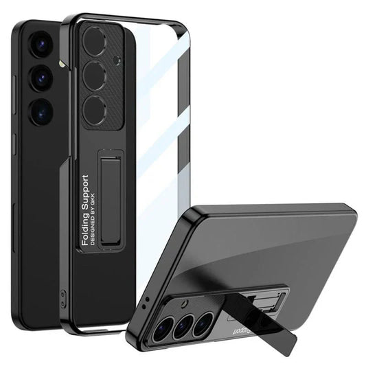 Crystal Clear Electroplated Kickstand Case for Galaxy S25