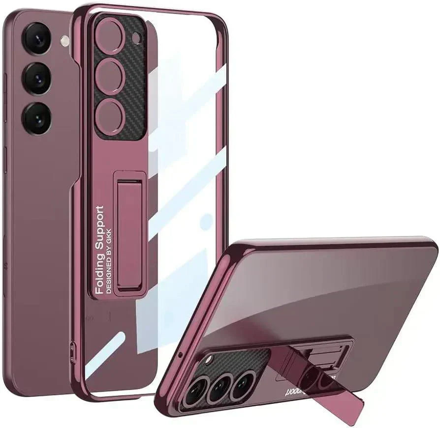 Crystal Clear Electroplated Kickstand Case for Galaxy S25