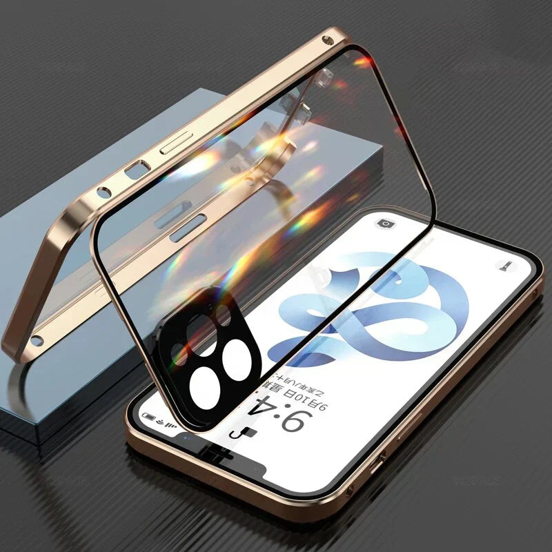 iPhone - Dual Magnetic Alluminium Body Magsafe Glass Case