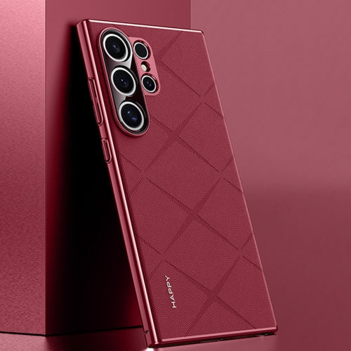 Luxury Plain Leather + Camera Lens Protector Case  - Galaxy S25 Series