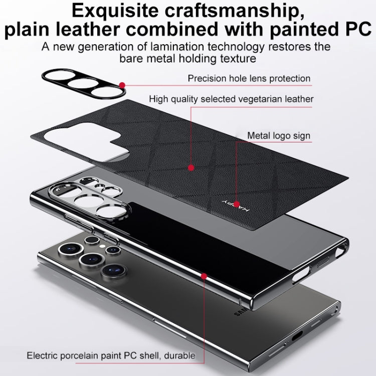 Luxury Plain Leather + Camera Lens Protector Case  - Galaxy S25 Series