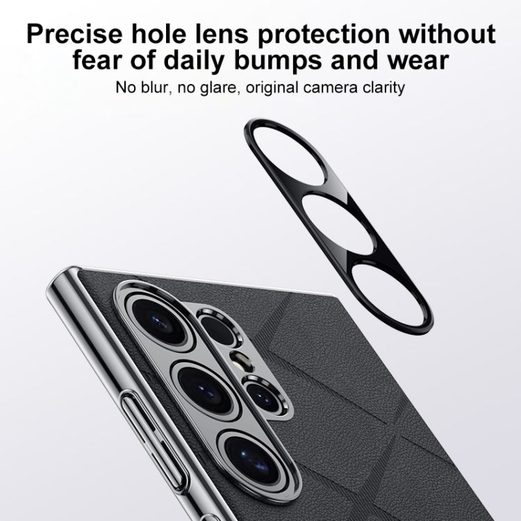 Luxury Plain Leather + Camera Lens Protector Case  - Galaxy S25 Series