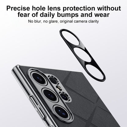 Luxury Plain Leather + Camera Lens Protector Case  - Galaxy S25 Series