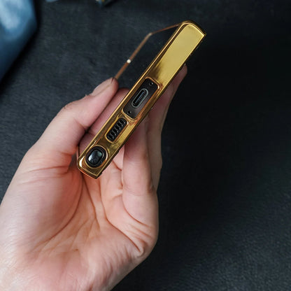 Braided Woven Leather Case With Gold Electroplating For Galaxy S23 Ultra