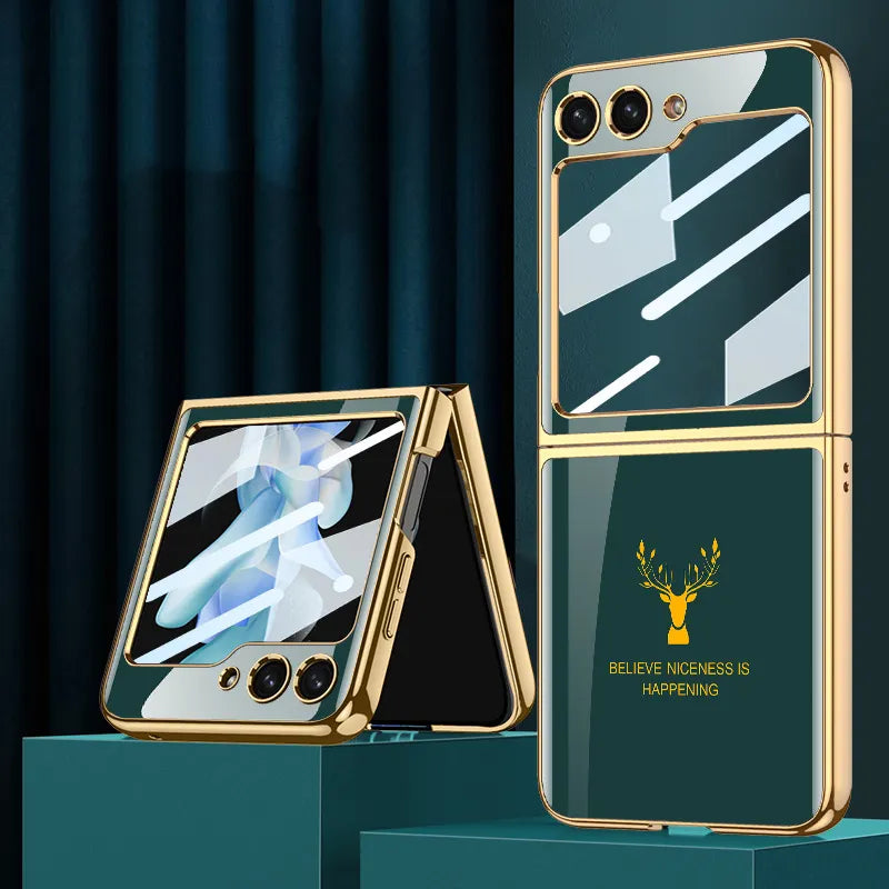Samsung Galaxy Z Flip 5 Deer Pattern With Front Glass Case