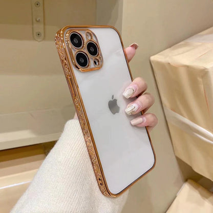 iPhone Series Electroplating Boarder Designed Transparent Glitter Case
