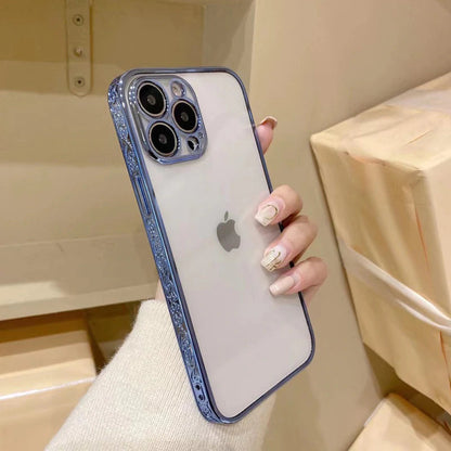 iPhone Series Electroplating Boarder Designed Transparent Glitter Case