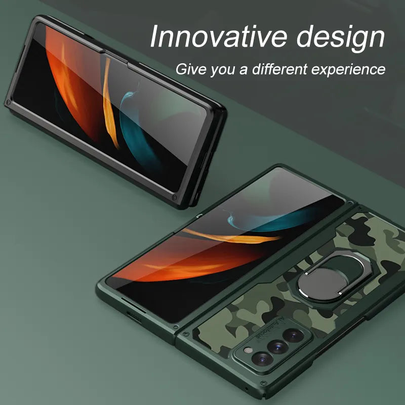 Galaxy Z Fold 3 Foldable Shockproof PC Case with Ring Holder