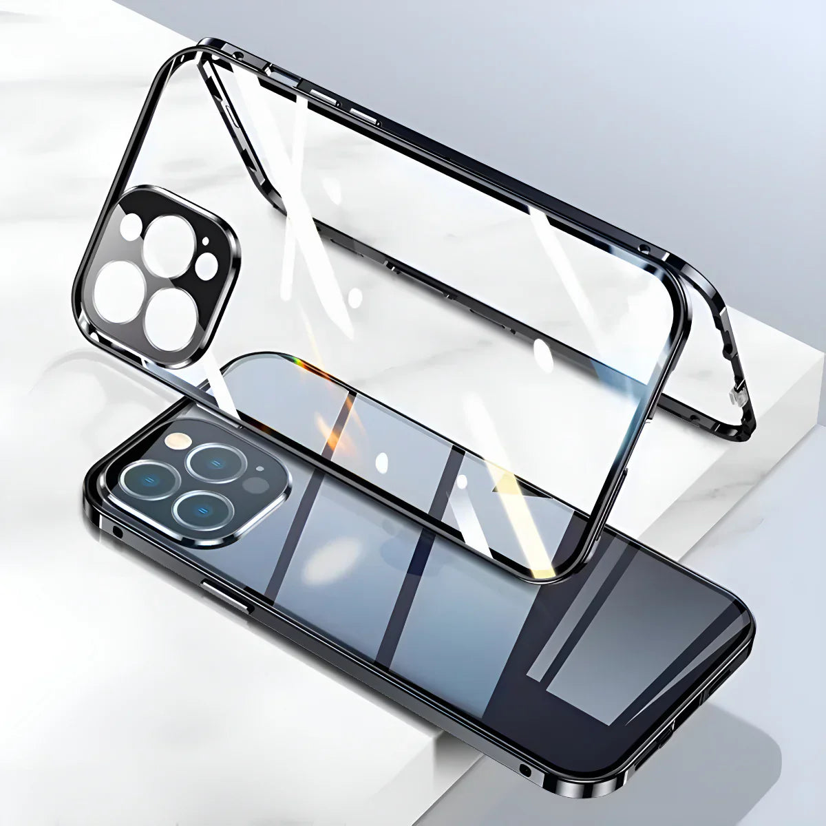 iPhone - Dual Magnetic Alluminium Body Magsafe Glass Case