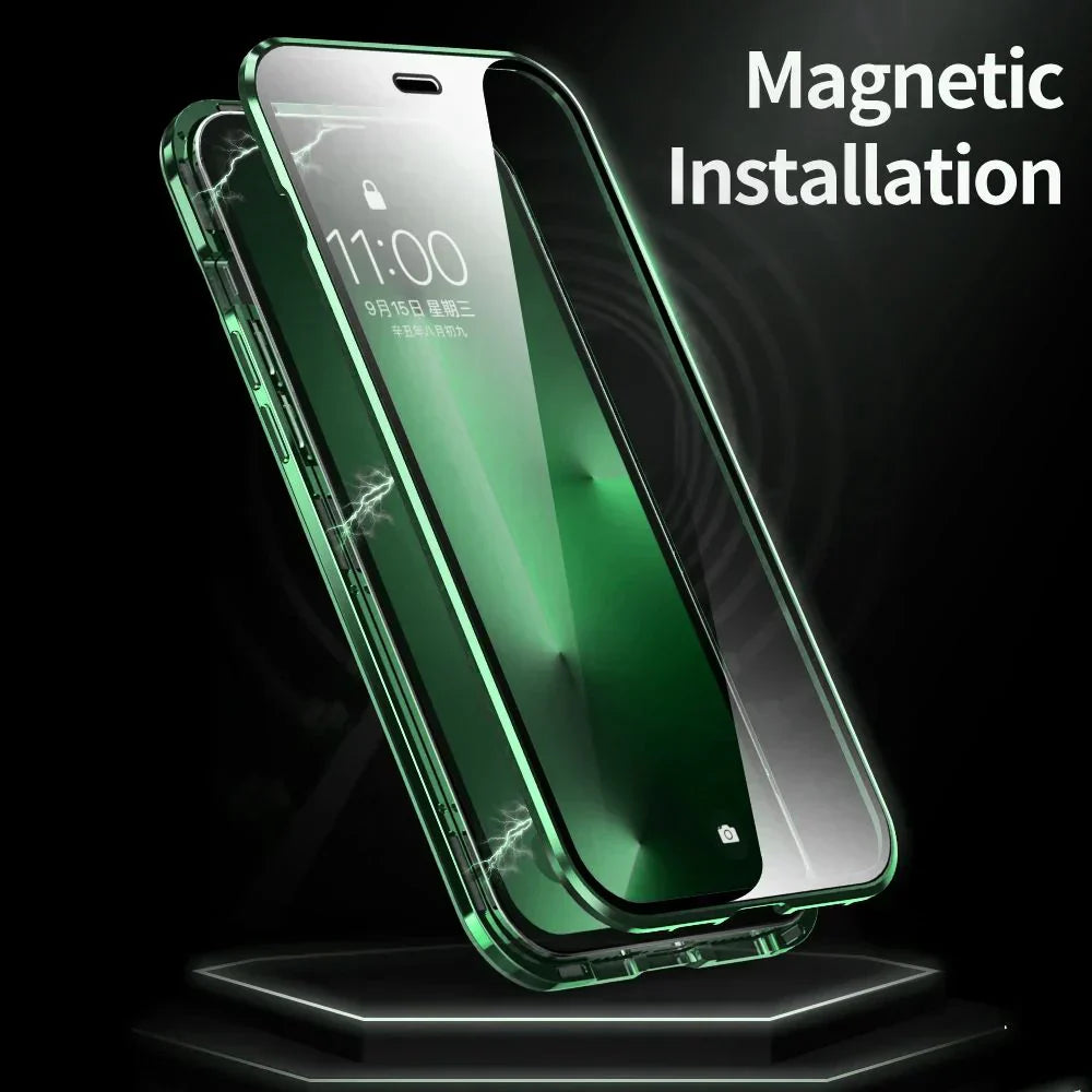 iPhone - Dual Magnetic Alluminium Body Magsafe Glass Case