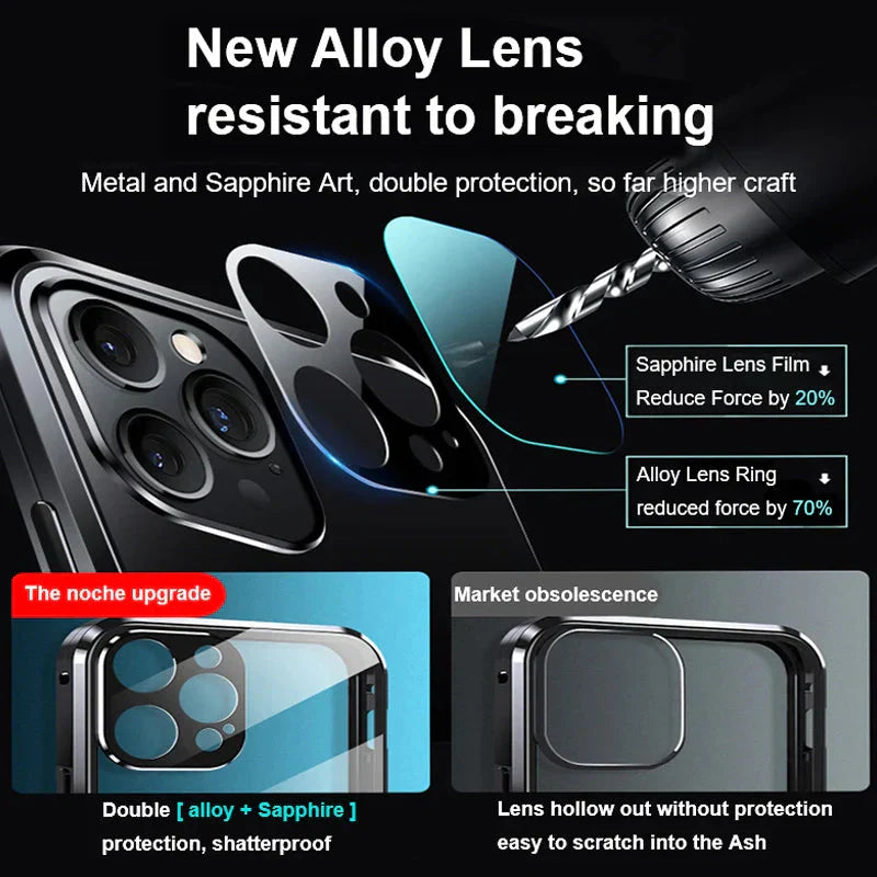iPhone - Dual Magnetic Alluminium Body Magsafe Glass Case