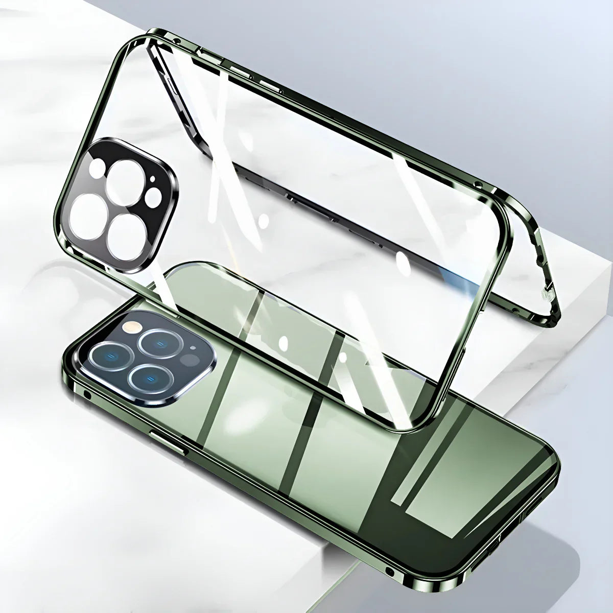 iPhone - Dual Magnetic Alluminium Body Magsafe Glass Case