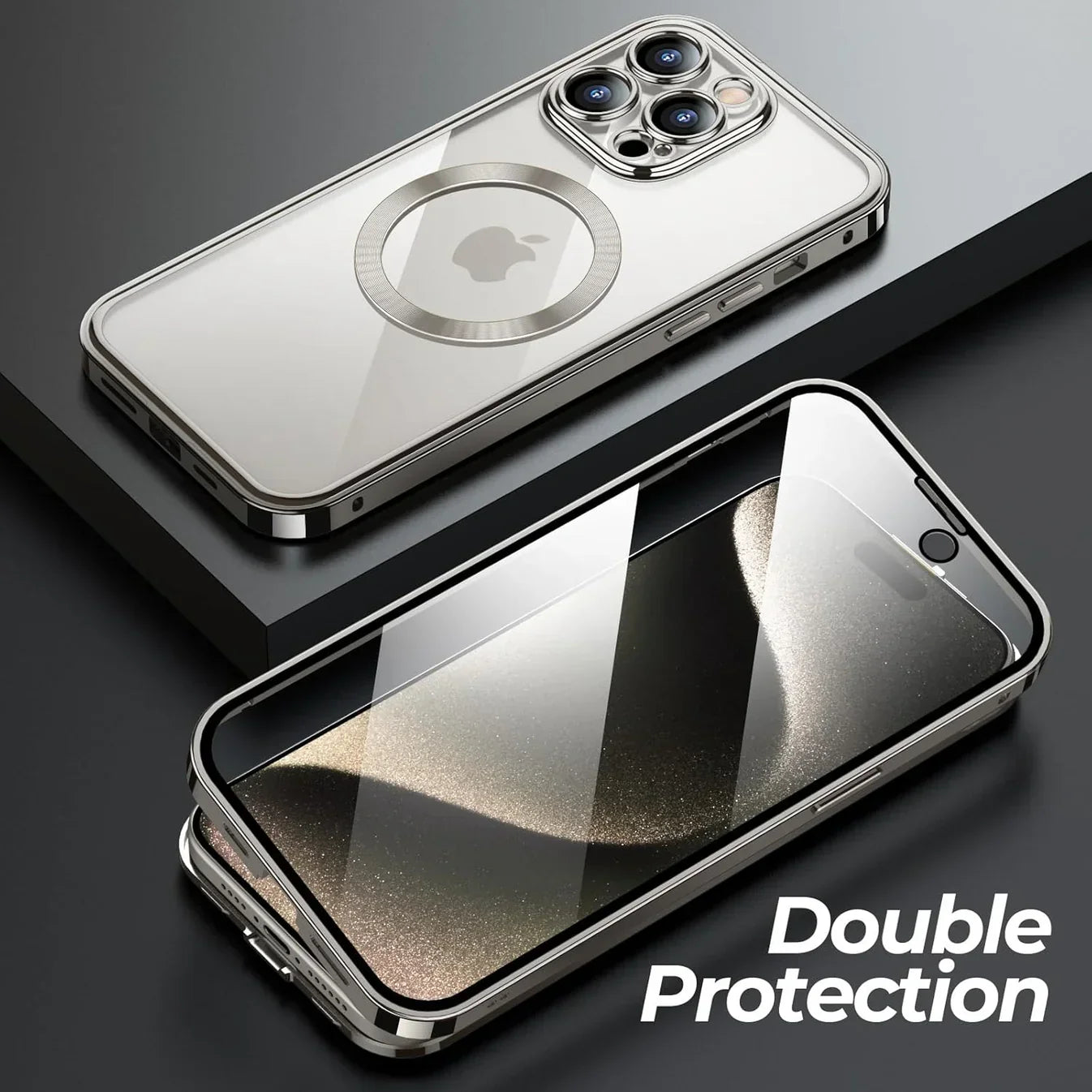 iPhone - Dual Magnetic Alluminium Body Magsafe Glass Case