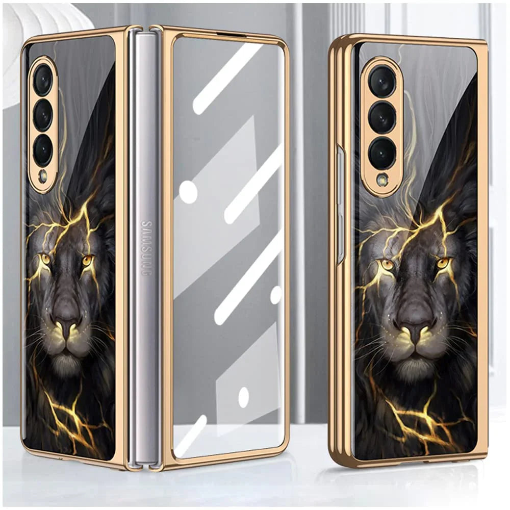 Galaxy Z Fold3 Lion Pattern Glass Cover Case