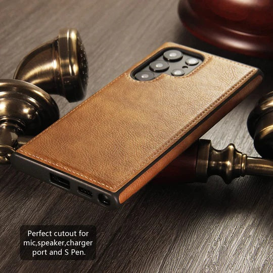 Premium PU Leather Back Cover Case For Galaxy S23 Ultra