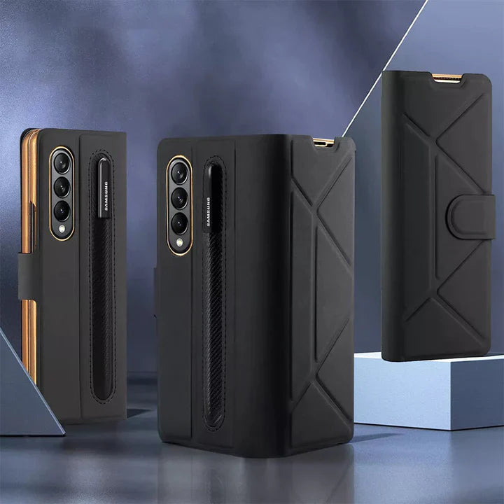 Premium Magnetic Flip Case for Fold with Pen Slot For Galaxy Z Fold3 & 4